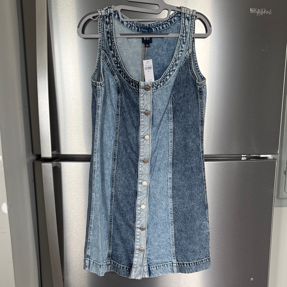 NWT GAP Ombré Blue Denim Sleeveless Dress - Picture 4 of 7